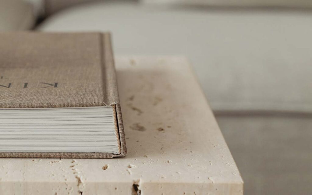 Close up view of a book on a table